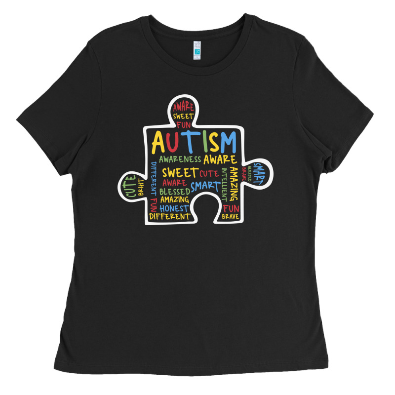 Autism Puzzle Piece Words Autistic Ladies Tee by CowhideDigitalArt | Teevron