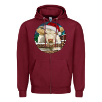 Burgundy Charolais Cow Christmas Zipper Hoodie - RanaPortraitStore
