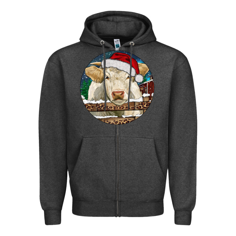Charolais Cow Christmas Zipper Hoodie by RanaPortraitStore | Teevron