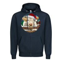 Navy Charolais Cow Christmas Zipper Hoodie - RanaPortraitStore