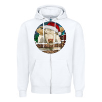 White Charolais Cow Christmas Zipper Hoodie - RanaPortraitStore