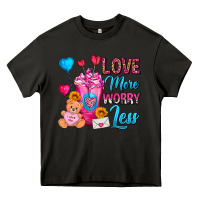 Asphalt Love More Worry Less Valentines Day Cold Drink Heavy Core Tee - FaDigitalArtStudio