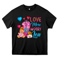 Black Love More Worry Less Valentines Day Cold Drink Heavy Core Tee - FaDigitalArtStudio