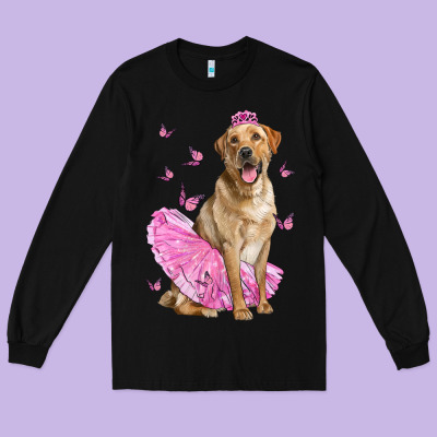 Labrador Retriever Dog With Tutu Long Sleeve Tee Designed By Lillyallendesigns