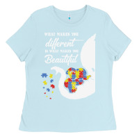 Baby Blue Autism Different Makes You Beautiful Ladies Tee - CowhideDigitalArt
