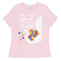 Bubblegum Pink Autism Different Makes You Beautiful Ladies Tee - CowhideDigitalArt