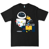 Black wall e eve christmas light wrap graphic t shirt Premium Tee - artisFamous