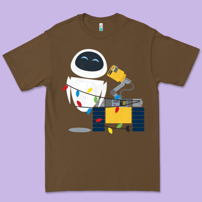 Wall E Eve Christmas Light Wrap Graphic T Shirt Premium Tee Designed By Artisfamous