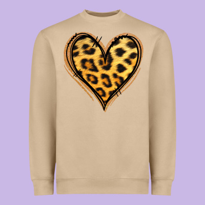 Gold Glitter Leopard Heart Heavyweight Sweatshirt Designed By Jasminsmagicworld