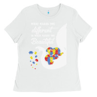White Autism Different Makes You Beautiful Ladies Tee - CowhideDigitalArt