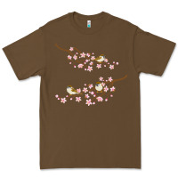 Cacao cherry blossom sakura with bird Premium Tee - artisFamous