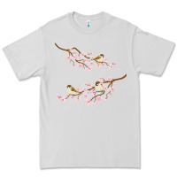 Dove Grey cherry blossom sakura with bird Premium Tee - artisFamous