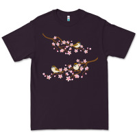 Plum cherry blossom sakura with bird Premium Tee - artisFamous