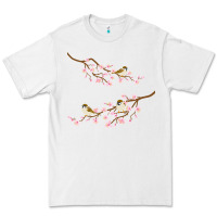 White cherry blossom sakura with bird Premium Tee - artisFamous
