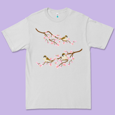 Cherry Blossom Sakura With Bird Premium Tee Designed By Artisfamous