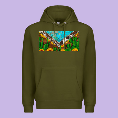 Cactus Sunflower Cowhide And Turquoise License Plate Premium Hoodie Designed By Artiststas