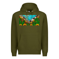 Army Green cactus sunflower cowhide and turquoise license plate Premium Hoodie - Artiststas