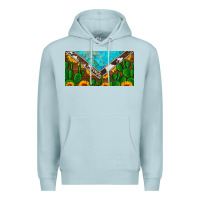 Blue Mist cactus sunflower cowhide and turquoise license plate Premium Hoodie - Artiststas