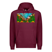 Burgundy cactus sunflower cowhide and turquoise license plate Premium Hoodie - Artiststas