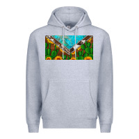 Heather Grey cactus sunflower cowhide and turquoise license plate Premium Hoodie - Artiststas