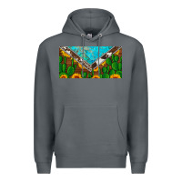 Rock cactus sunflower cowhide and turquoise license plate Premium Hoodie - Artiststas