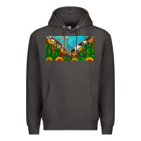 Smoke cactus sunflower cowhide and turquoise license plate Premium Hoodie - Artiststas