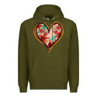 Army Green floral orange glitter heart Premium Hoodie - Jasminsmagicworld