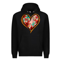 Black floral orange glitter heart Premium Hoodie - Jasminsmagicworld