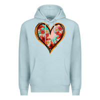 Blue Mist floral orange glitter heart Premium Hoodie - Jasminsmagicworld