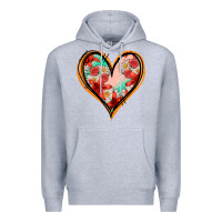 Heather Grey floral orange glitter heart Premium Hoodie - Jasminsmagicworld