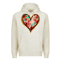 Oatmeal Heather floral orange glitter heart Premium Hoodie - Jasminsmagicworld