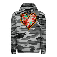 Slate Camo floral orange glitter heart Premium Hoodie - Jasminsmagicworld