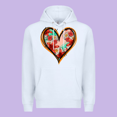 Floral Orange Glitter Heart Premium Hoodie Designed By Jasminsmagicworld