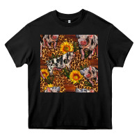 Black Western Spotted Pig With Sunflowers Seamless Heavy Core Tee - FaDigitalArtStudio