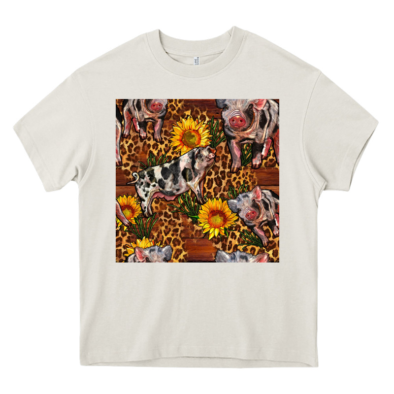 Western Spotted Pig With Sunflowers Seamless Heavy Core Tee by FaDigitalArtStudio | Teevron