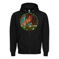 Black Western Horse Christmas Zipper Hoodie - RanaPortraitStore