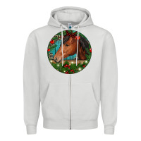 Dove Grey Western Horse Christmas Zipper Hoodie - RanaPortraitStore