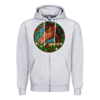 Heather Grey Western Horse Christmas Zipper Hoodie - RanaPortraitStore