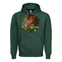 Sports Green Western Horse Christmas Zipper Hoodie - RanaPortraitStore