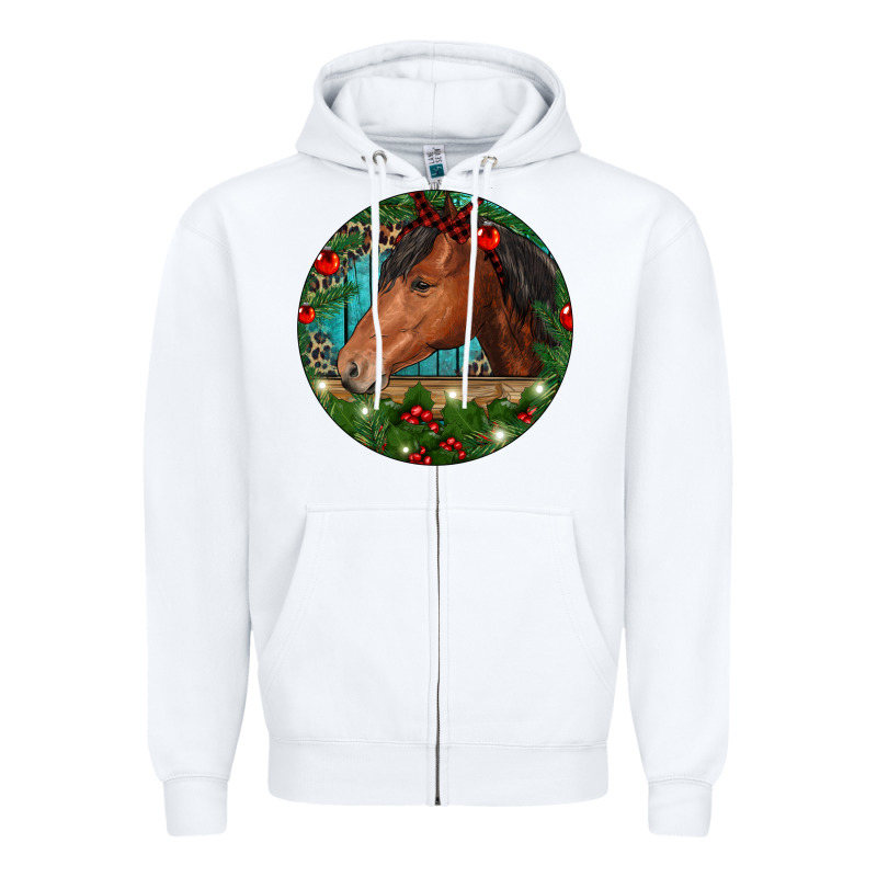 Western Horse Christmas Zipper Hoodie by RanaPortraitStore | Teevron