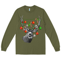 Army Green Mule deer with Long Sleeve Tee - LillyAllenDesigns