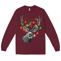 Burgundy Mule deer with Long Sleeve Tee - LillyAllenDesigns