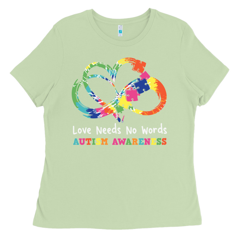 Love Needs No Words Heart Puzzle Autism Ladies Tee by CowhideDigitalArt | Teevron