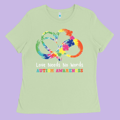 Love Needs No Words Heart Puzzle Autism Ladies Tee Designed By Cowhidedigitalart