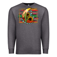 Charcoal Heather turquoise desert moon serape background Premium Sweatshirt - Jasminsmagicworld