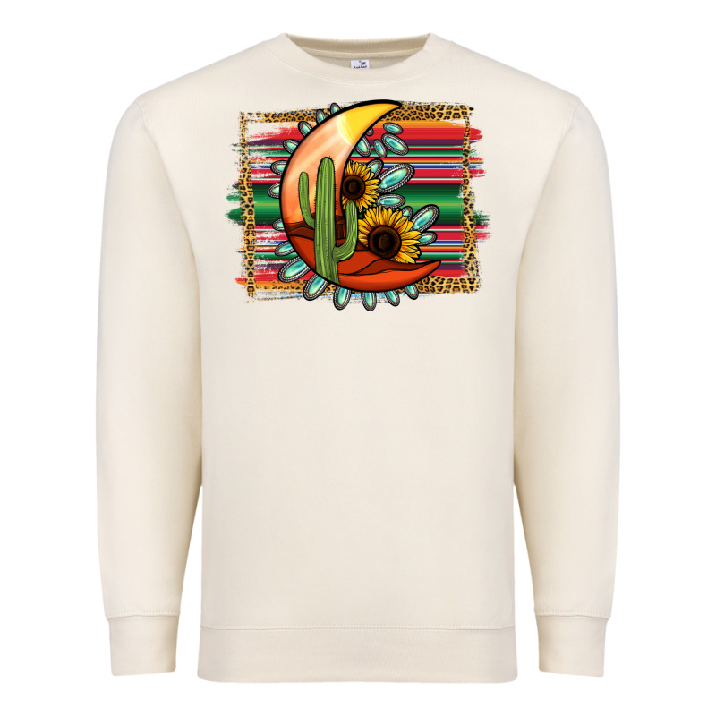 Turquoise Desert Moon Serape Background Premium Sweatshirt by Jasminsmagicworld | Teevron