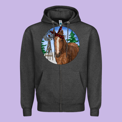 Horse Christmas Zipper Hoodie Designed By Ranaportraitstore