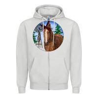 Dove Grey Horse Christmas Zipper Hoodie - RanaPortraitStore