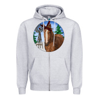 Heather Grey Horse Christmas Zipper Hoodie - RanaPortraitStore