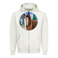 Oatmeal Heather Horse Christmas Zipper Hoodie - RanaPortraitStore